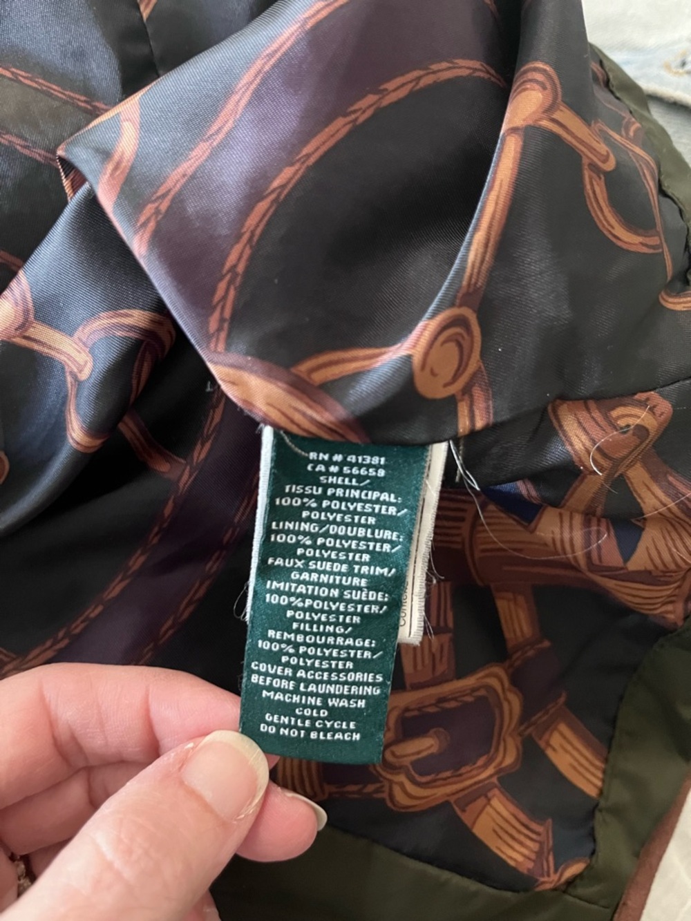 Lauren Ralph Lauren Equestrian Print Lined Quilted Barn Jacket Large - Picture 11 of 16